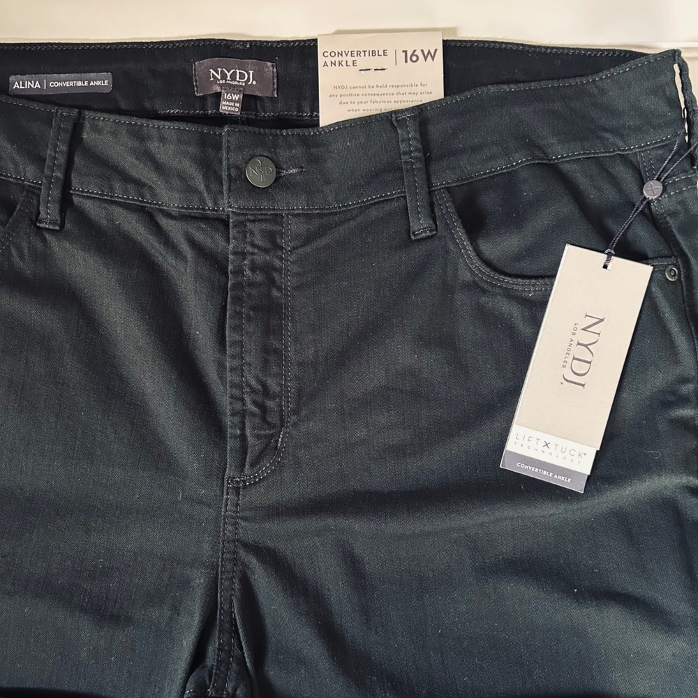 NWT NYDJ Alina Convertible Ankle Jeans Women 16W Black Lift Tuck Stretch Skinny